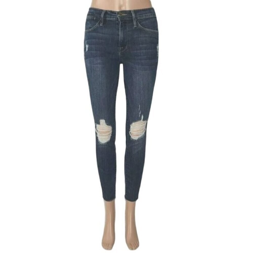 Frame Denim Le High Skinny Walgrove Raw Hem Slit Distressed‎ Jeans Size 27